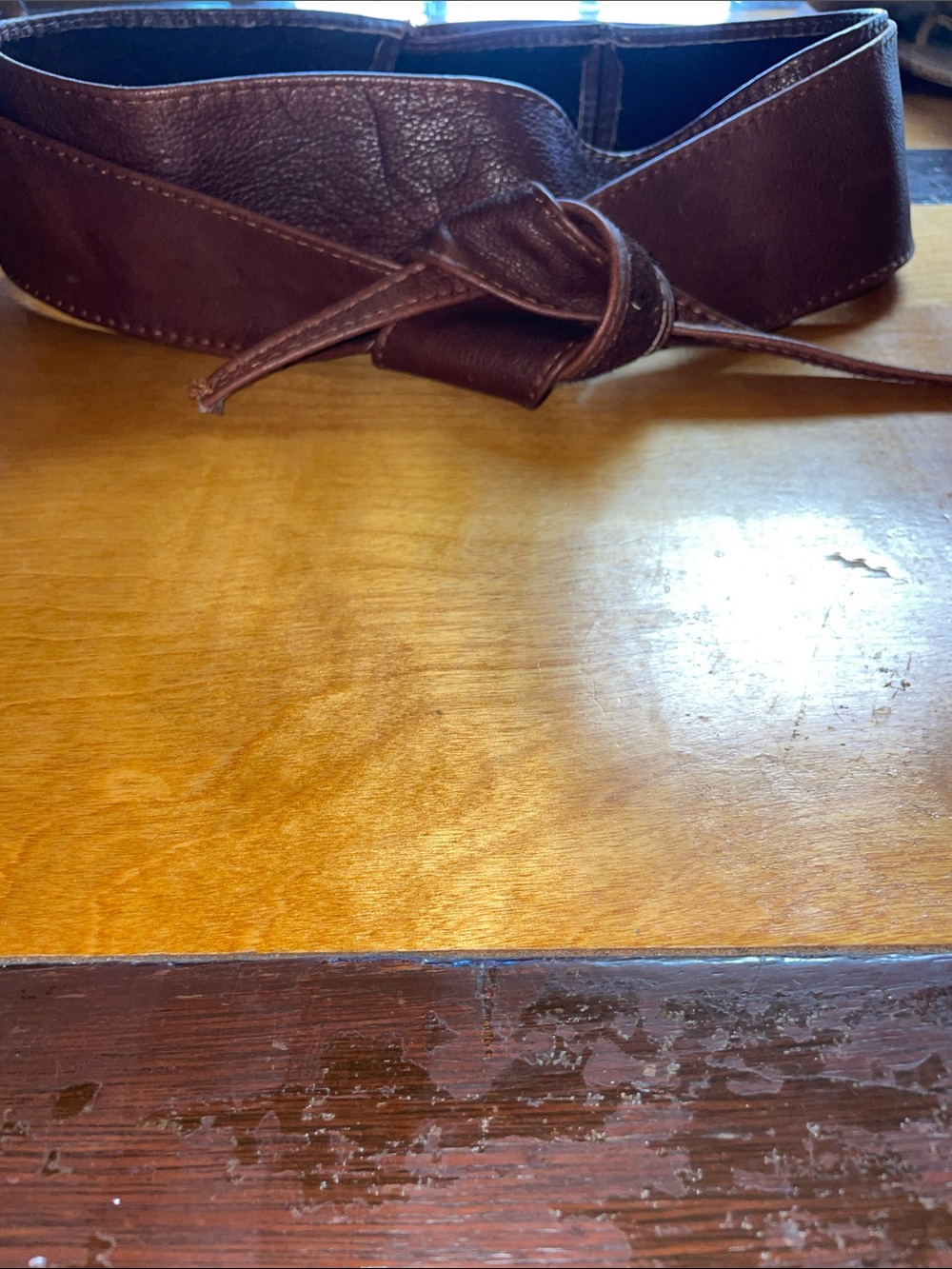 Women’s Brown Leather Waist Wrap Belt - Unbranded,  84” long